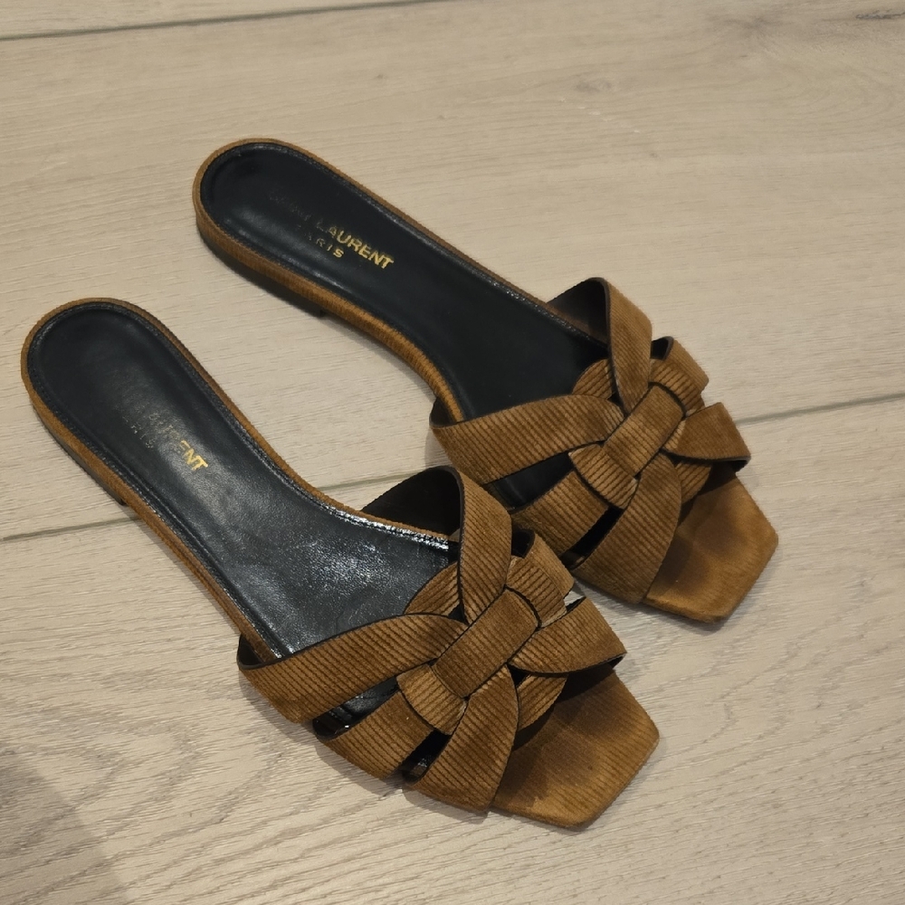 Saint Laurent Brown Woven Leather Sandals Sz 40 Eur 10 Us